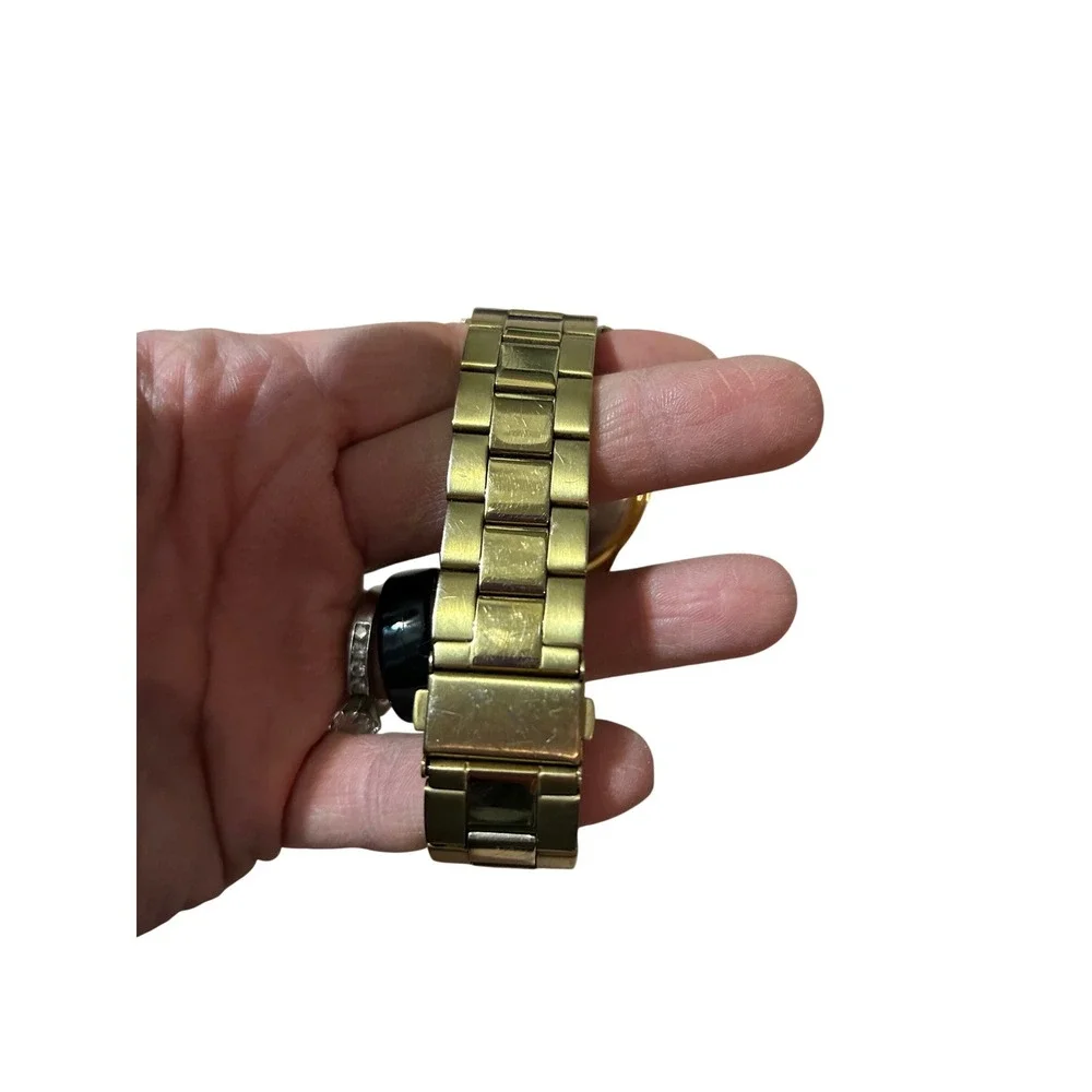 Armitron‎ Mens Gold Tone Blue Dial Day Date Chronograph Watch